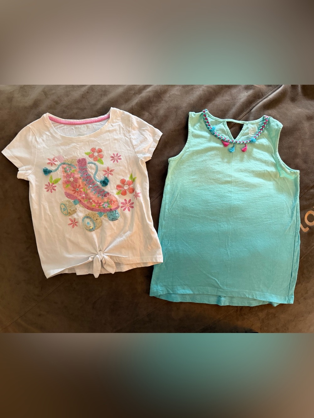 Two Girls shirts size M (7-8) summer tops BUNDLE